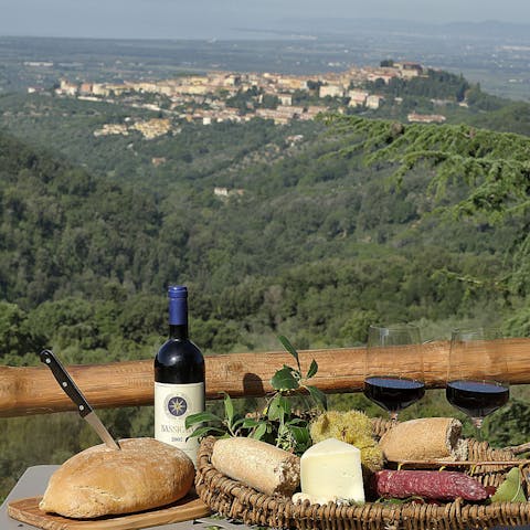 Enjoy fresh meals overlooking the rolling hills of Tuscany