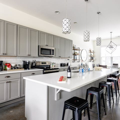 Cook up a feast in the well-equipped kitchen
