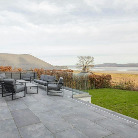 Enjoy panoramic views while relaxing on the patio