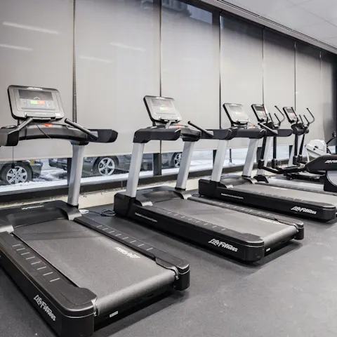 Schedule in a workout at the impressive, shared gym