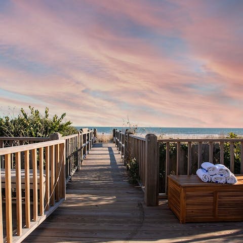Stroll straight down your private jetty and be on the beach in seconds