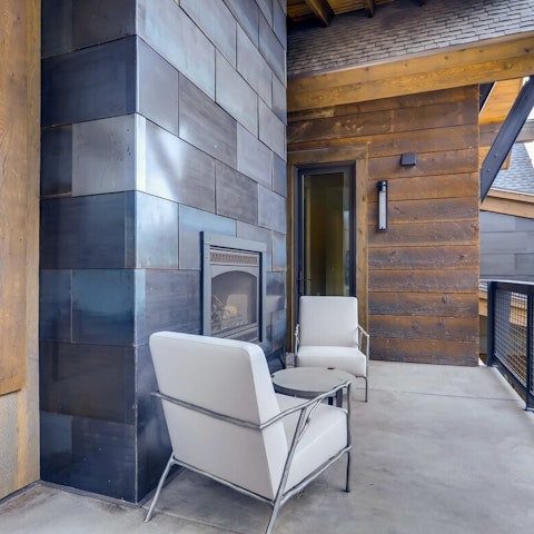 Enjoy the outdoor fireplace