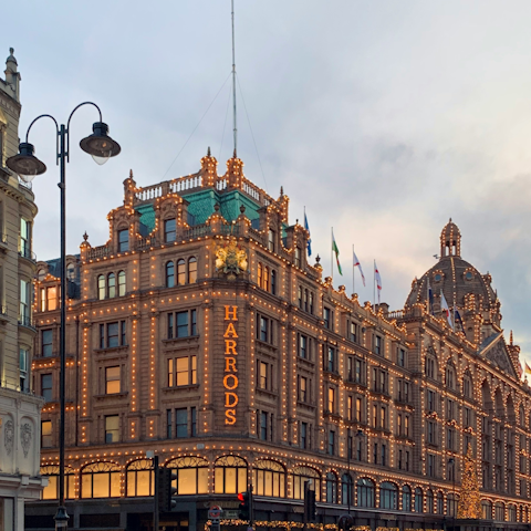 Enjoy a shopping spree at Harrods – a five-minute stroll away