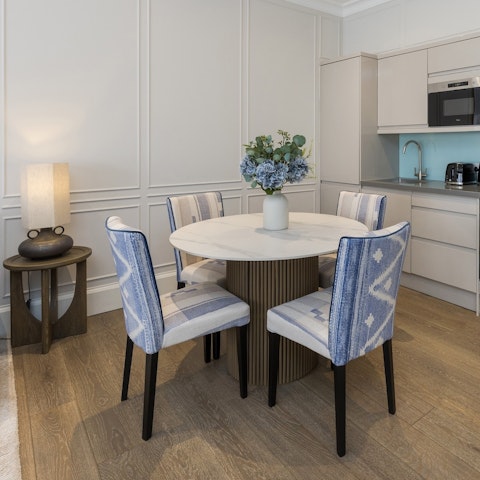 Start the day with breakfast at the dining table