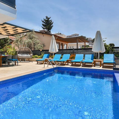 Make a splash in the private swimming pool