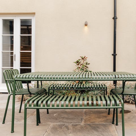 Head out to the sunny patio for cocktails in the evening