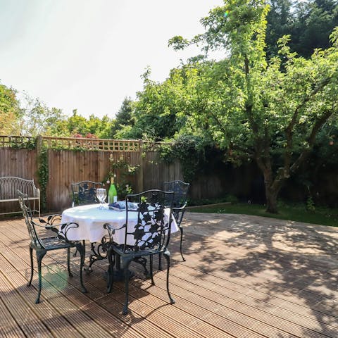 Relax with afternoon drinks in the private garden