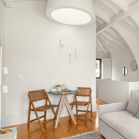 Enjoy some caldo verde for lunch at the dining table