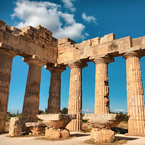 Explore the Selinunte archaeological park, twenty-three minutes away by car