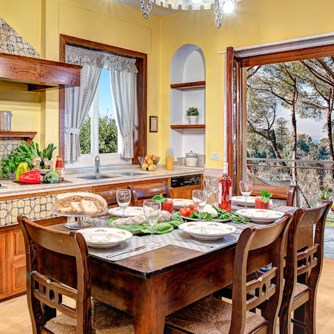 Enjoy a home-cooked meal at the spacious dining table