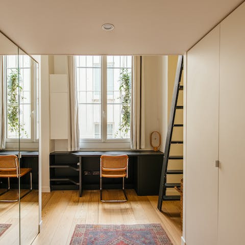 Get a bit of work done at the desk in the sunny window spot