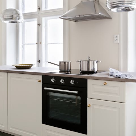 Cook up a storm in the modern kitchen or dine out in Copenhagen