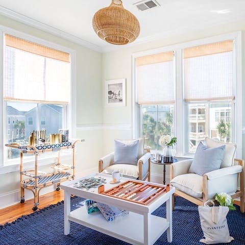 Pour yourself a drink from the trolley in the separate reading nook