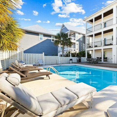Take it easy by the pool when you're back from the beach