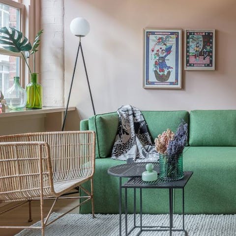 Cosy up on the sofa after a day exploring