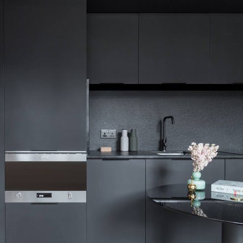Rustle up meals in the stylish kitchen