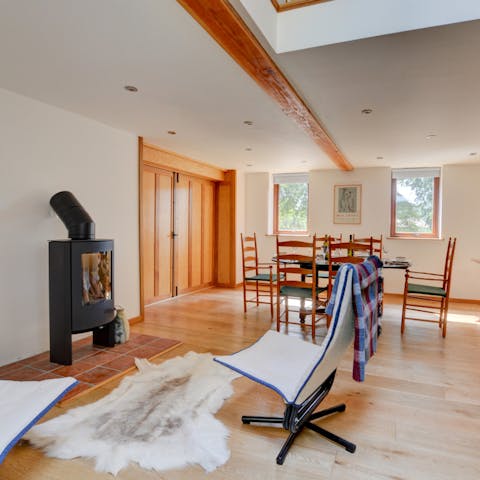 Enjoy cosy, family meals by the toasty wood burner