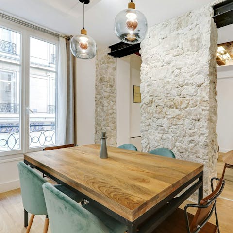 Rustle up a French feast to share in the dining area