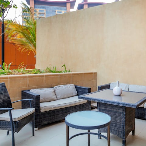 Get together for sundowners on the private terrace