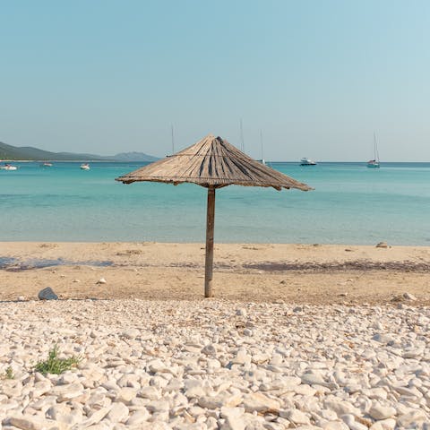 Saunter for just seven minutes to reach Fourka Beach