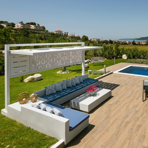 Settle in to watch the sunset in the chill-out area with a glass of wine in hand