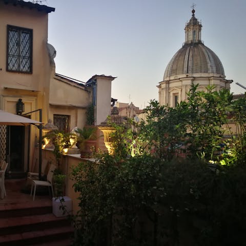 Enjoy a pre-dinner cocktail on the private terrace – there's a great view