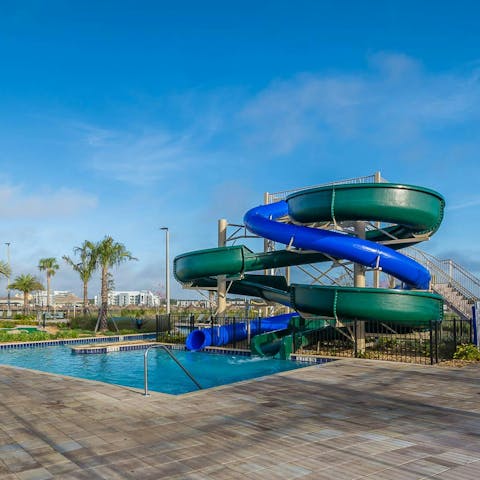 Make a splash in the resort’s pools, complete with slides