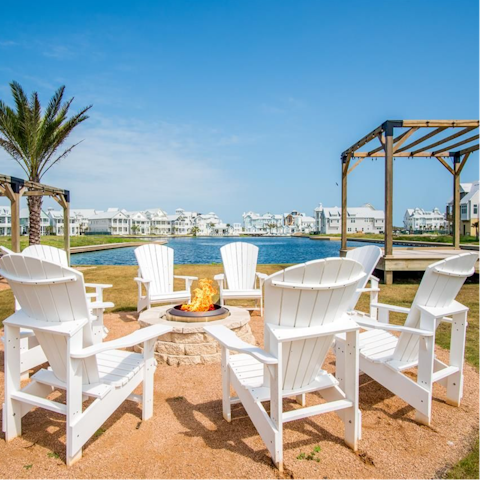 Swap stories with your loved ones around the community fire pit