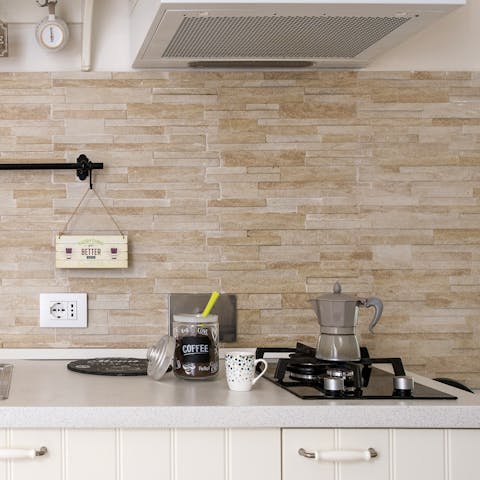 Make fresh coffee on the stove every morning