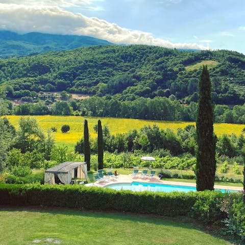 Wind your way down through the majestic garden to the pool