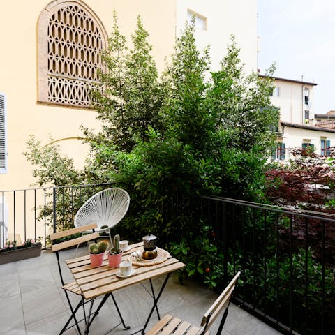 Pad out to the terrace for breakfast in the fresh air