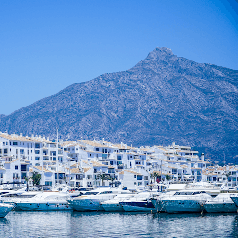 Visit glamorous Marbella – a fifteen-minute drive away