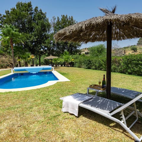 Cool off from the midday heat in the private swimming pool