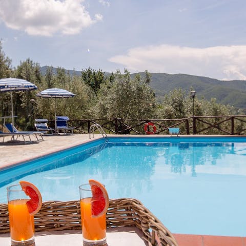 Enjoy beautiful views while relaxing by the pool
