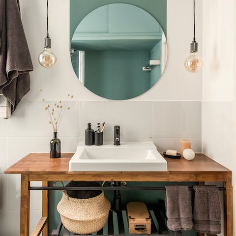 Pamper yourself in the pretty bathroom each morning