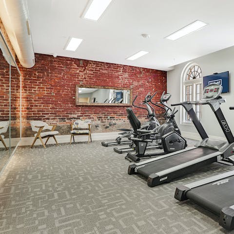 Work out in the building's gym