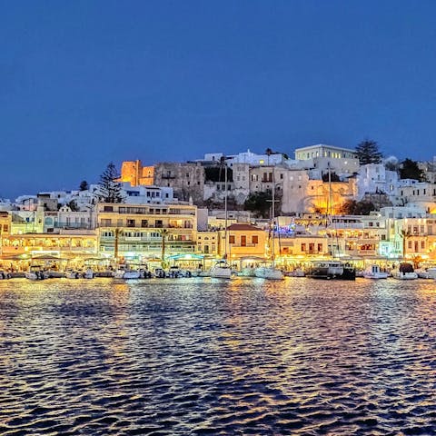 Reach the buzzing centre of Naxos Town in around twenty minutes by car