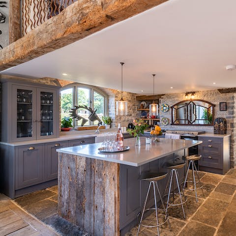 Cook up fine dining feasts or home-cooked classics in the fabulous kitchen