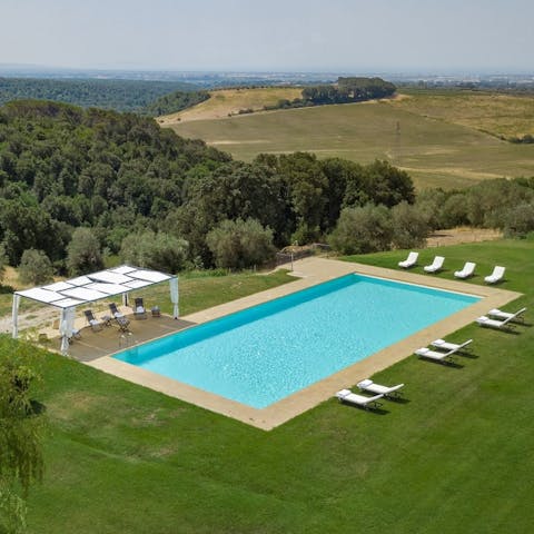 Make a splash in the private swimming pool