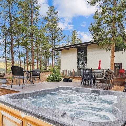 Enjoy a long soak in the private hot tub