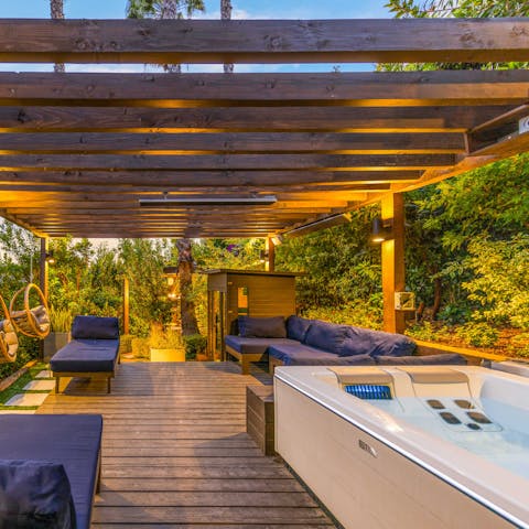Pick between the hot tub and sauna for the perfect place to relax