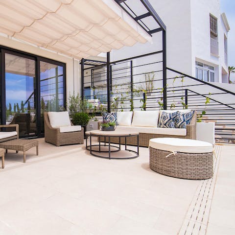 Open a bottle of Rioja and settle in for a relaxing evening on the private terrace