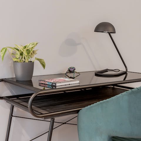 Catch up on work at the dedicated desk space