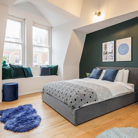 Wake up in the beautifully styled bedrooms feeling rested and ready for another day in the Big Smoke