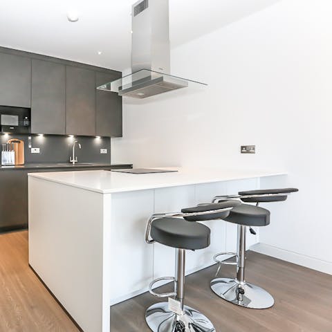 Enjoy a morning coffee at the breakfast bar