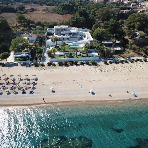 Step out the door and straight onto Skala's beach