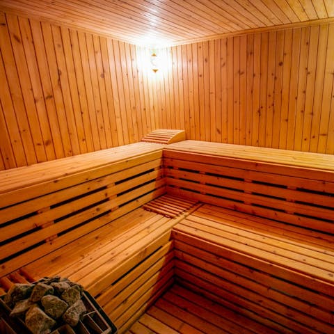 Head to the private sauna to unwind