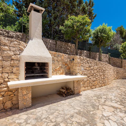 Buy some locally produced ingredients and whip up a tasty dinner on the stone barbecue