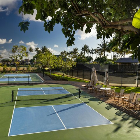 Enjoy fun and games on the communal tennis courts