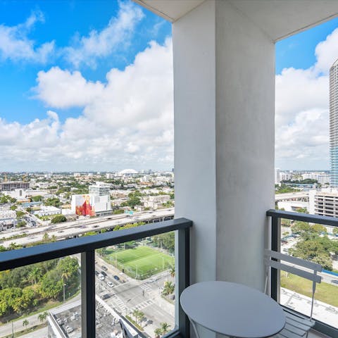 Enjoy blue sky views from the balcony